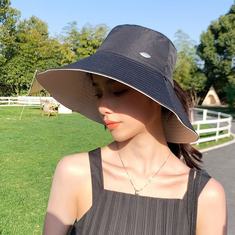 Children's 2024 Spring Fisherman Women's Summer Sunscreen and Leak proof Horsetail Sunshade Foldable Big brim Hat_voghion.com