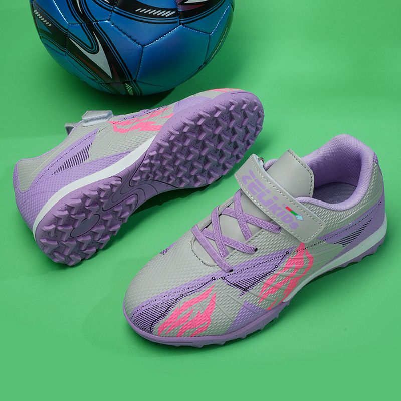 Scarpe da calcio del marchio Zhenzu, scarpe da calcio per bambini senza lacci, suola in gomma TF, scarpe da allenamento in erba sintetica per la scuola primaria_voghion.com