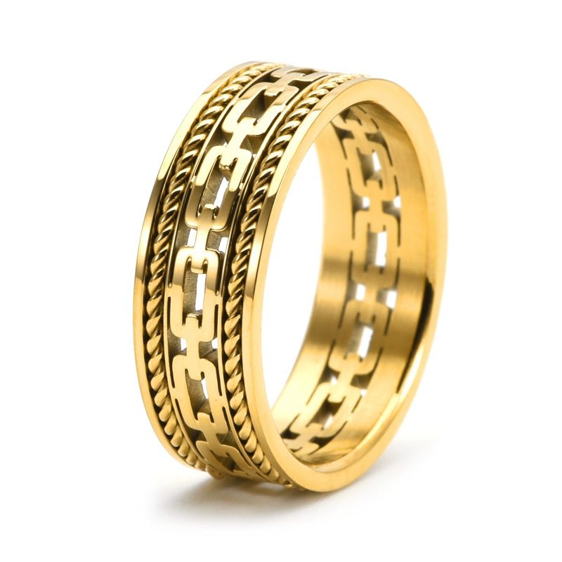 Nuovo anello da uomo in acciaio al titanio con doppio filo in corda cubana, design cavo, stile unisex_voghion.com