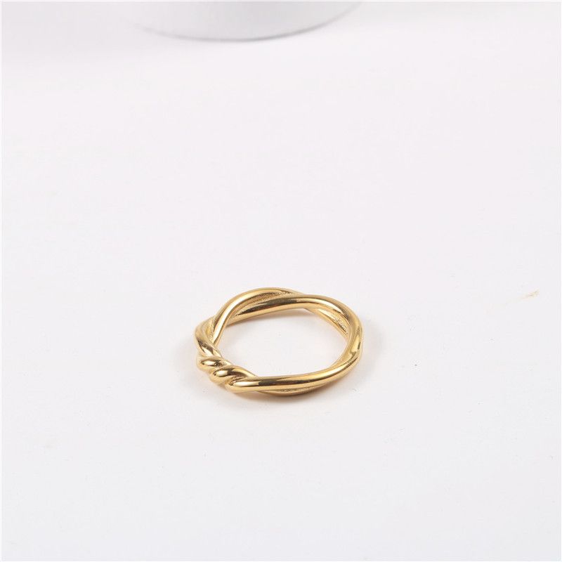 Damenschmuck, 18 Karat vergoldeter Twist-Knot-Ring, minimalistischer stapelbarer Ring für den täglichen Gebrauch, Größen 6–8_voghion.com