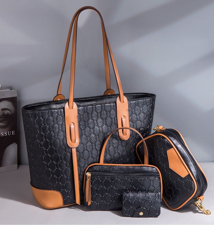 New embossed design large tote handbag fashionable trend shoulder crossbody bag large capacity three piece mother and child bag_voghion.com