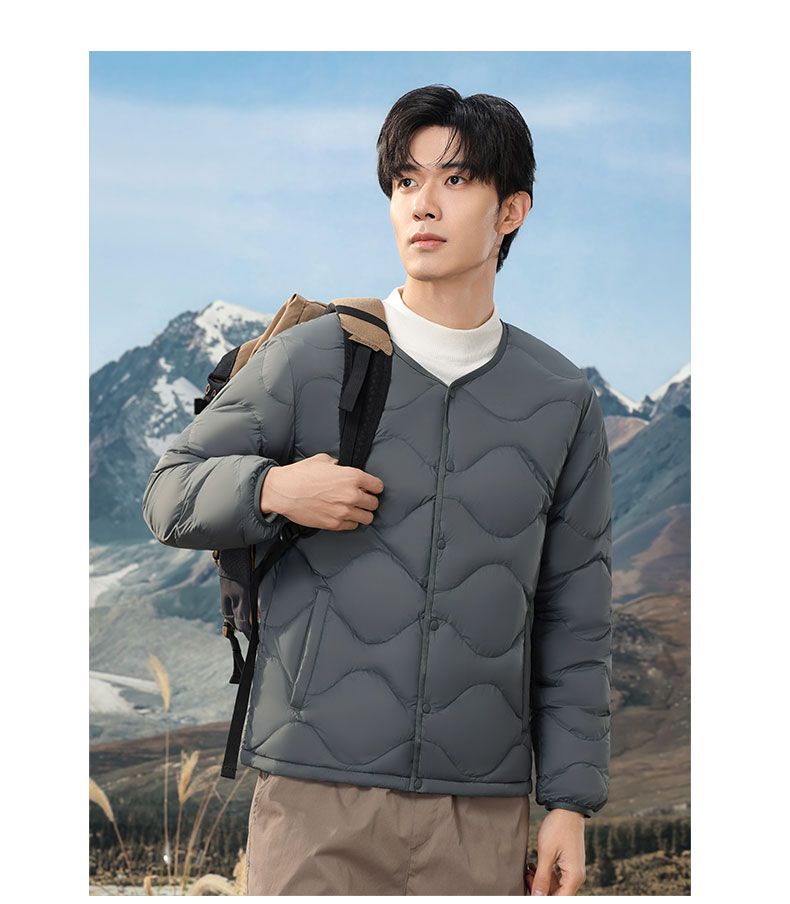 Doudoune légère pour homme, garnie à 90 % de duvet de canard gris, doudoune ultra-chaude coupe ajustée 600 FP (vert armée/bleu marine/noir/anthracite/kaki)_voghion.com