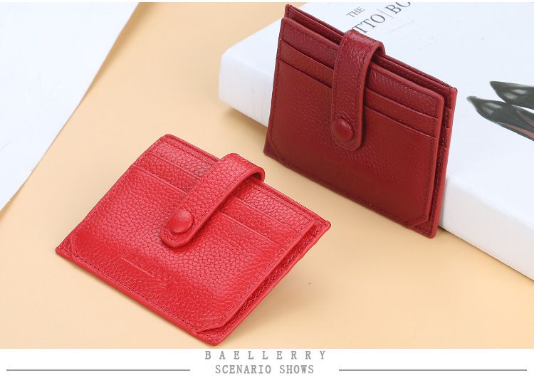 Bolsa de coleta Baellerry com fivela, porta-cartão de carteira de motorista, padrão lichia, compartimento para vários cartões, capa de coleta de couro de primeira camada_voghion.com