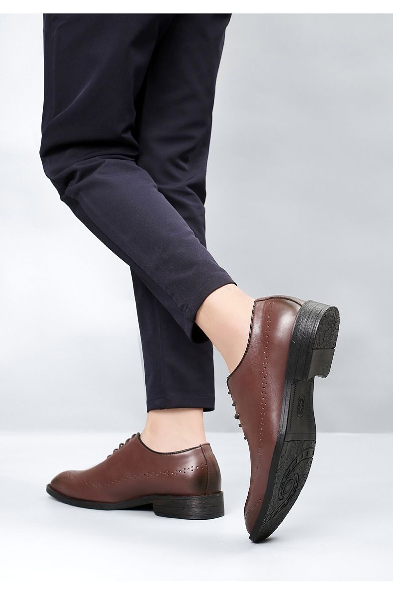 Scarpe da uomo Voyage in pelle brogue con strato superiore intagliato in vacchetta, formali, stile Derby, casual, retrò, piccole_voghion.com