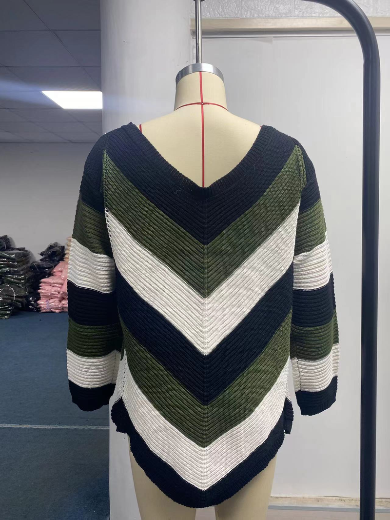 Damenbekleidung passend für Herbst und Winter, neues lockeres Oberteil, Schnee, farblich passender Strickpullover_voghion.com