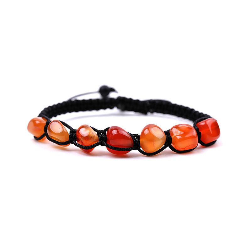 Colorful Free-Form Braided Bracelet - Red, Green & Lemon Yellow Irregular Agate Beaded Jewelry, Handmade Boho Style_voghion.com