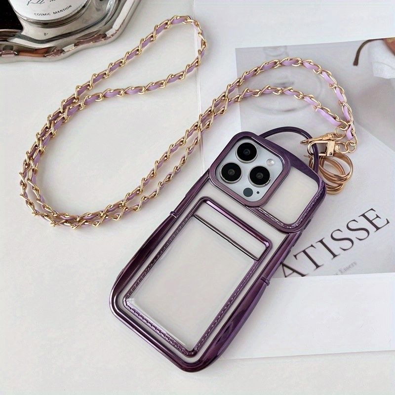 Galvanik-Rucksack, Kartensteckplatz, Schlüsselband, geeignet für eine vollständig abdeckende Anti-Fall-Schutzhülle, kreative Nische für 15 14 13 12 11 Pro Max_voghion.com