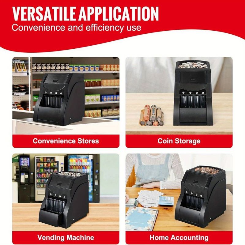 USD Coin Sorter, Coin Sorter Machine For USD Coin, Sorts Up To 230 Coins/min, Coin Sorter And Wrapper Machine Holds 200 Coins Included 4 Coin Tubes, Black_voghion.com