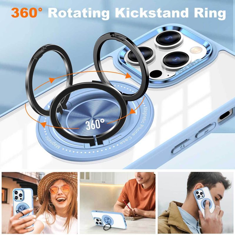 Phone Case & Covers Applicable 15Pro Mobile Phone Case Transparent Ring Car Invisible Bracket Magnetic Suction Protective Cover_voghion.com