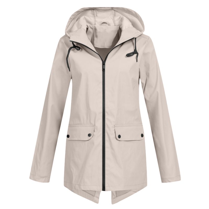 Leichte, wasserdichte Regenjacke mit Kapuze für Damen – Winddichter Outdoor-Mantel, atmungsaktives Polyester, Reißverschluss, Slim Fit (S-XXXL)_voghion.com