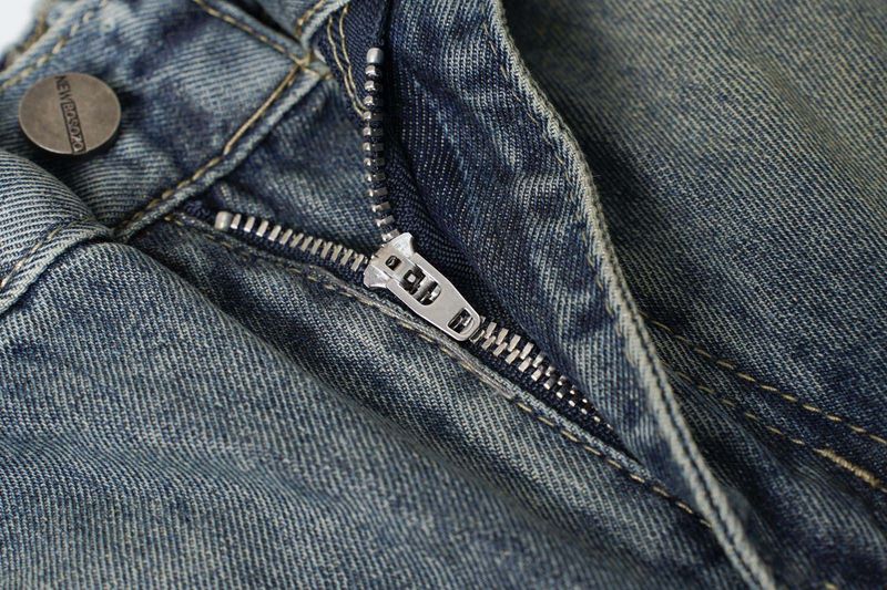 Herrenbekleidung, gewaschene Distressed-Patchwork-Jeansshorts für Männer und Frauen, gleicher Stil, trendige Marke, lockere Shorts mit weitem Bein und geradem Bein_voghion.com
