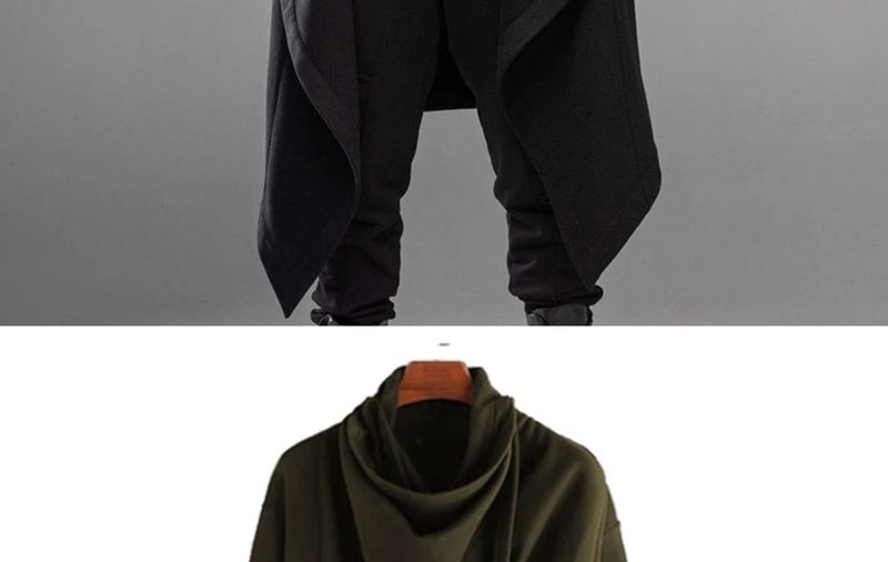 Pulse Foreign Trade Europe et Amérique Vente flash Cape Street Col montant Couleur unie Manches longues Coupe asymétrique Mode Homme_voghion.com