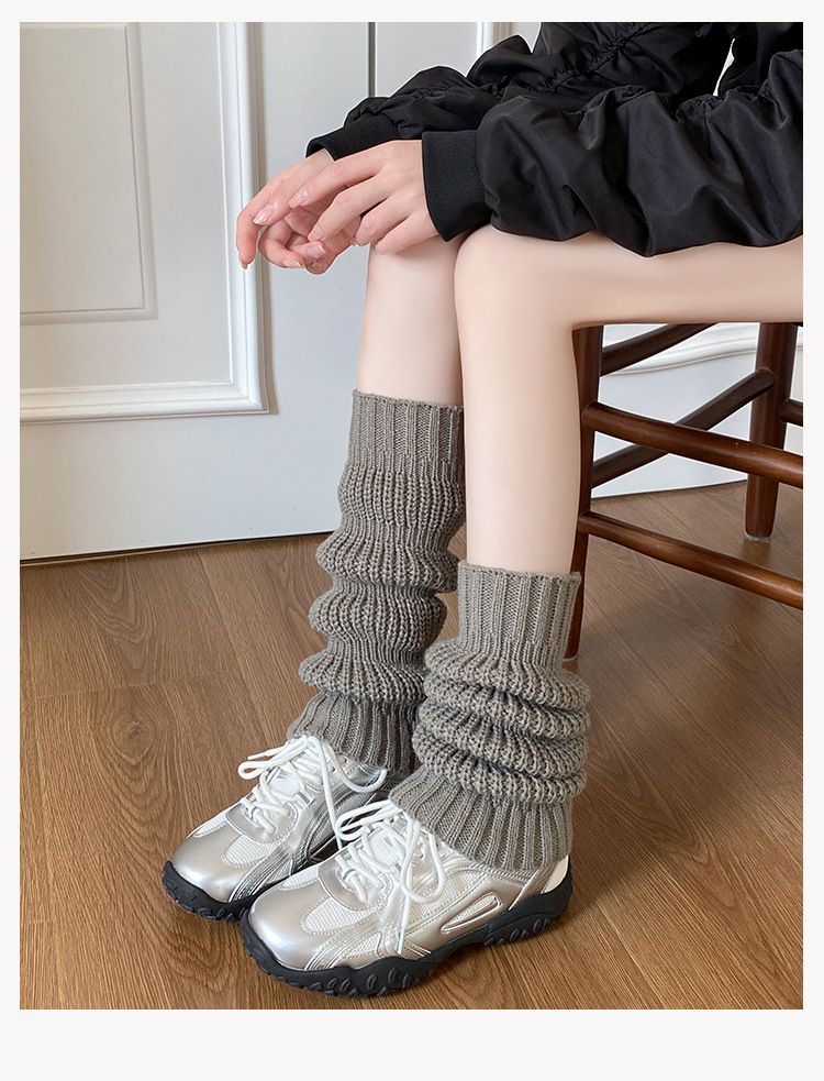 Scaldamuscoli Bootshang Calzini di cotone per donne Autunno e inverno Calze spesse Calzini a lanterna lavorati a maglia Leggings caldi bianchi retrò Lolita_voghion.com