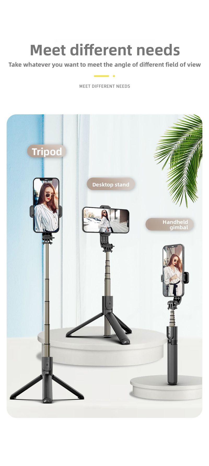 Mobile Phone Bluetooth Selfie Stick Mini Integrated Tripod LED Filling Light Bracket Photo Live Broadcast Artifact_voghion.com