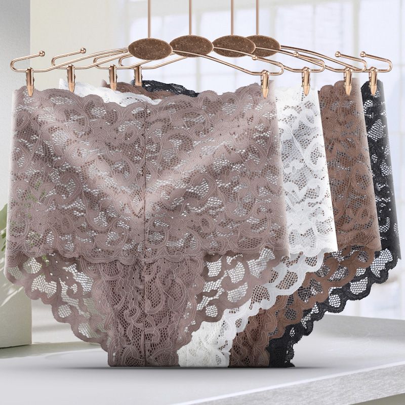 Lingerie Sexy Lace High Waist Ultra Thin See Through Mesh Panties Plus Size Women Fat Mm Pure Cotton Crotch Briefs_voghion.com