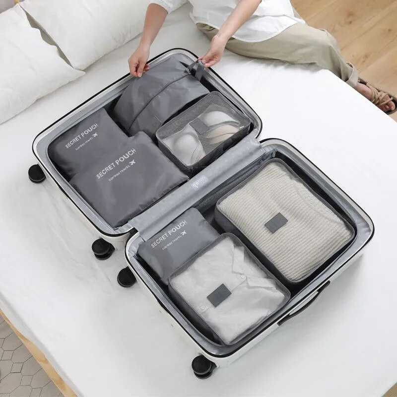 6pcs Travel Bags Suitcase Packing Set Storage Cases Portable Lage Clothes Shoe Foldable Organizer_voghion.com