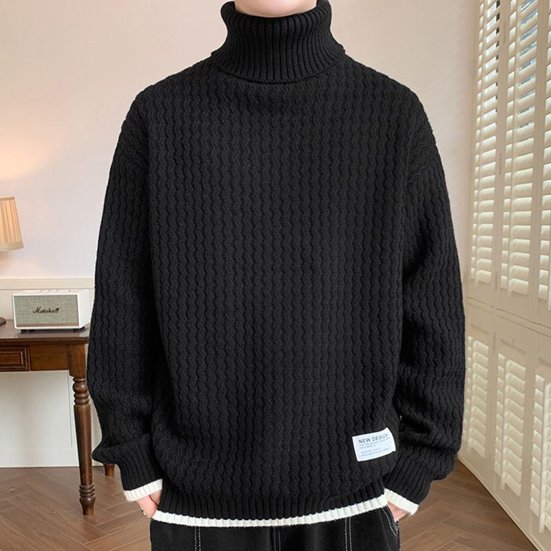Herrenpullover mit hohem Kragen, neuer Strickpullover für Frühling und Herbst, Jacke mit lockerem Faden, Herrenbekleidung_voghion.com
