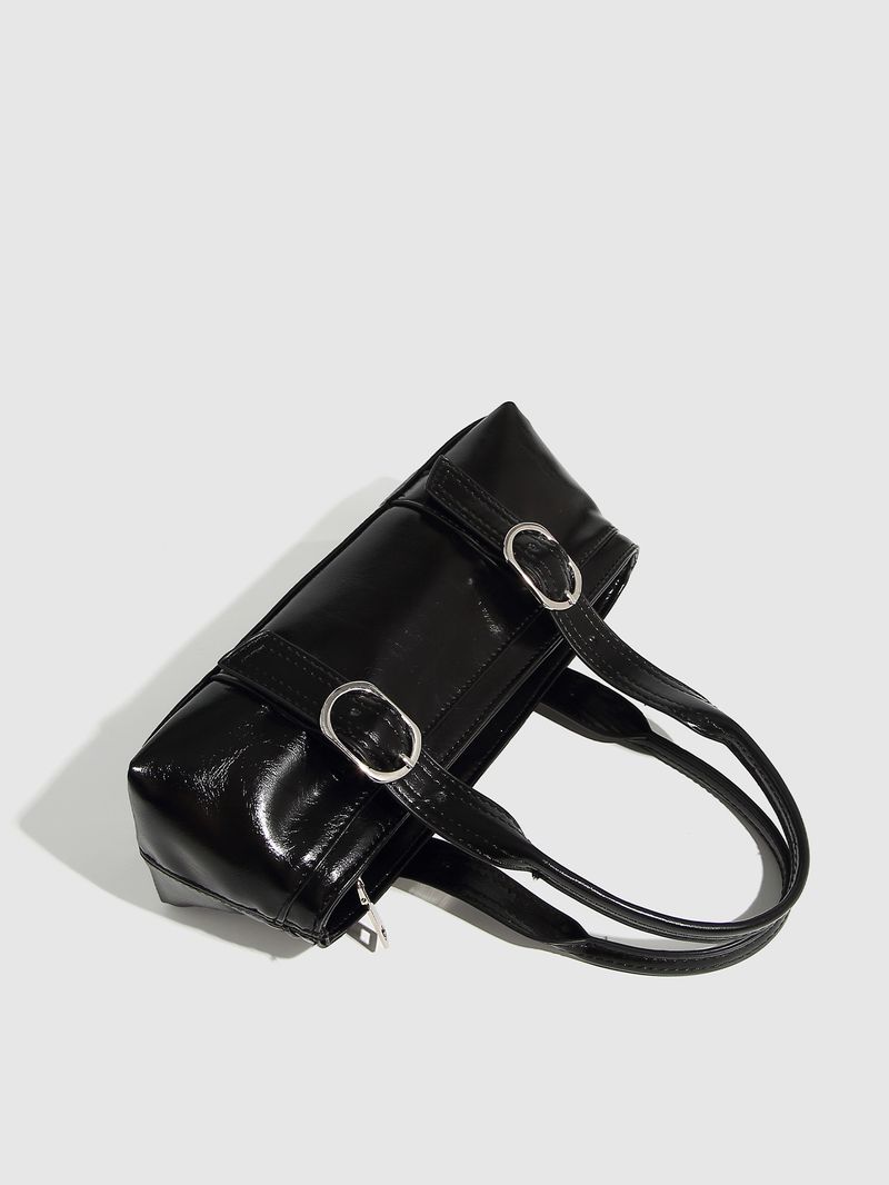 Borse da donna Borsa Boston Borsa a mano con fibbia retrò Borsa da polso con cerniera per motocicletta_voghion.com