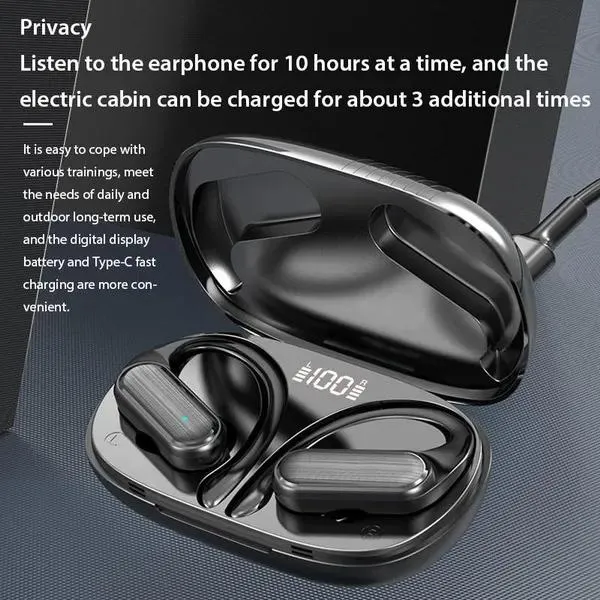 Auricolari stereo HiFi wireless Bluetooth 5.3 9D, auricolari sportivi Bluetooth con gancio auricolare, mini auricolari impermeabili con_voghion.com