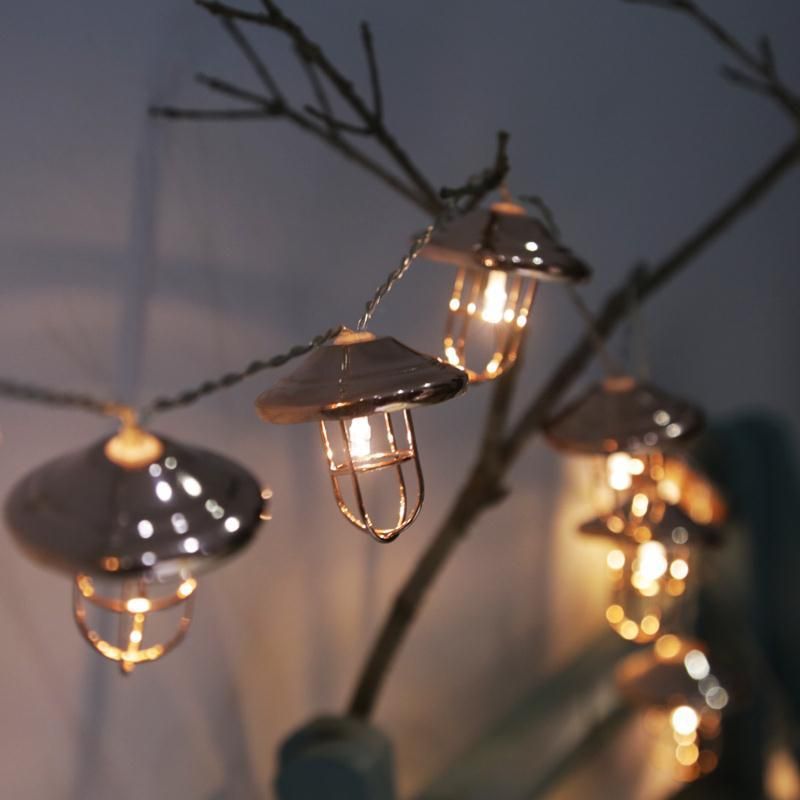 Solar Iron Street Light String Outdoor Moroccan Metal Lampshade LED Decorative Small Colored Lights_voghion.com