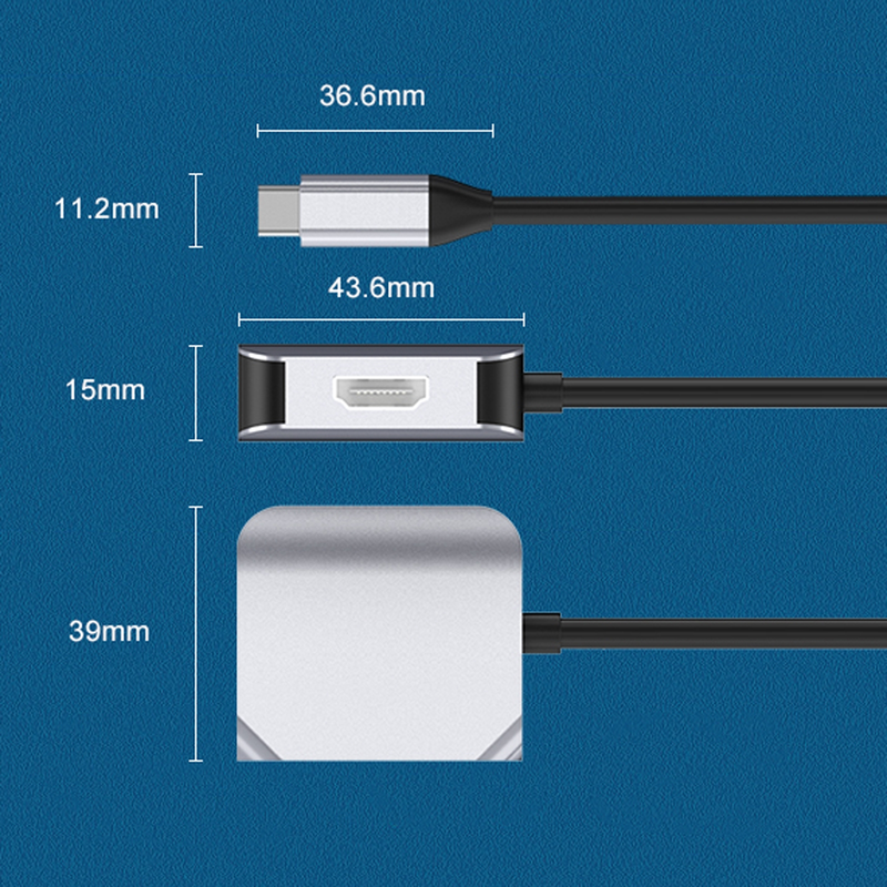 2 In 1 Type-C / USB-C to HDMI + VGA Adapter Converter(Grey)_voghion.com