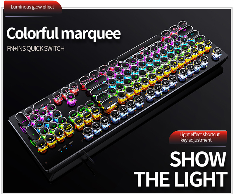 Versione ZK Punk RGB retroilluminato cablato vera tastiera meccanica chiave interfaccia USB asse sostituibile gioco O_voghion.com