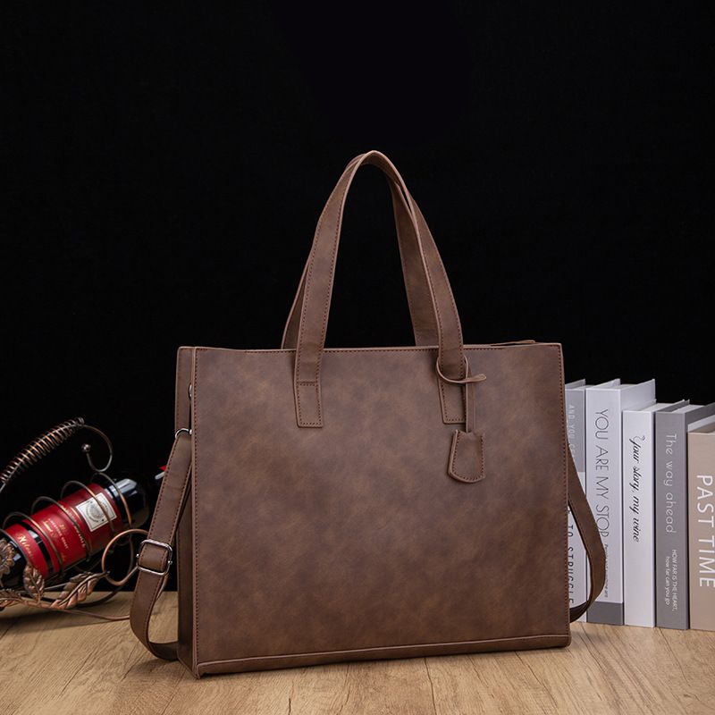 Men's Tote Bag Fashionable All Match Leather Bag Trendy Crossbody Handbag Men's Shoulder Bag Retro Bag_voghion.com