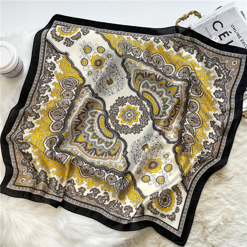 Pañuelo cuadrado pequeño occidentalizado, pañuelo de seda, pañuelo de seda de imitación para mujer, chal estampado, pañuelo de protección solar, diadema,_voghion.com