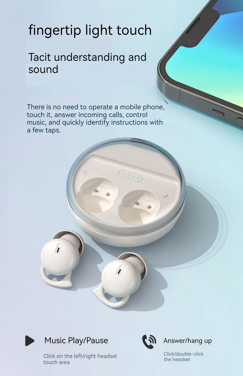 Q26 Mini-Schlafkopfhörer, kleine kabellose Bluetooth-Ohrhörer mit Geräuschunterdrückung, unsichtbare In-Ear-Ohrhörer zum Schlafen, Geschenkidee_voghion.com