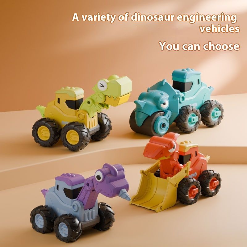 Puzzle Kinderspielzeug Dinosaurier Engineering Kleines Auto Presse Schiebebagger Junge Geschenk_voghion.com