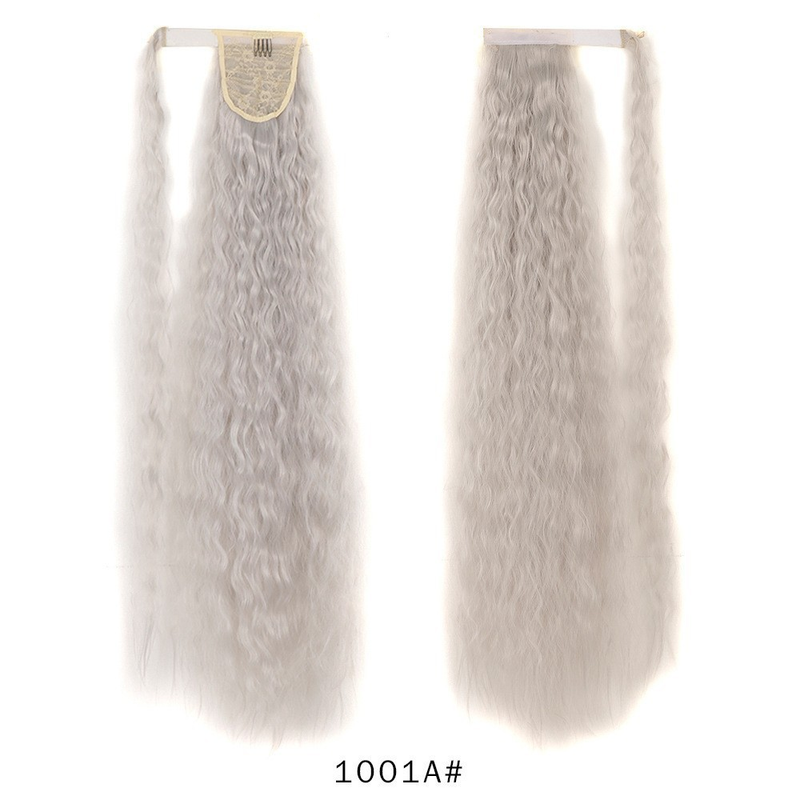 Perruque femme style Velcro perm de maïs moelleux cheveux longs bouclés queue de cheval haute et basse perruque naturelle à haute température en soie ondulée à l'eau_voghion.com