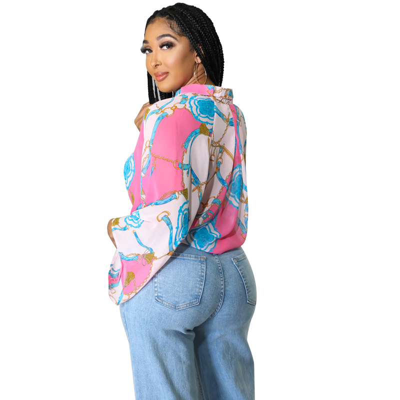 Abbigliamento femminile vestiti alla moda Che tipo di top corto a maniche lunghe stampato a maniche lunghe_voghion.com