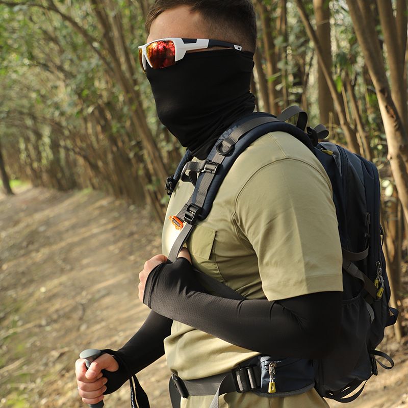 Men's Cooling Sun Mask Set - UPF 50+ Full Face Cover With Neck Protection & Arm Sleeves, Lightweight & Breathable For Cycling_voghion.com