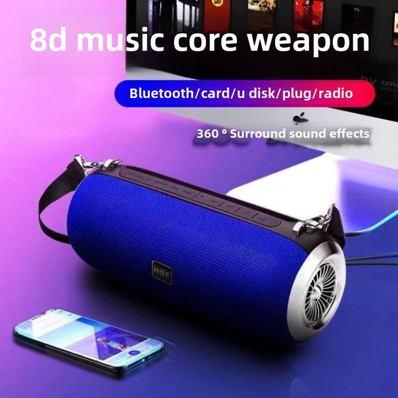 Haut-parleur Bluetooth à double haut-parleur, haut-parleur portable d'extérieur à volume élevé, sangle en tissu, radio audio haute puissance, machine tout-en-un_voghion.com