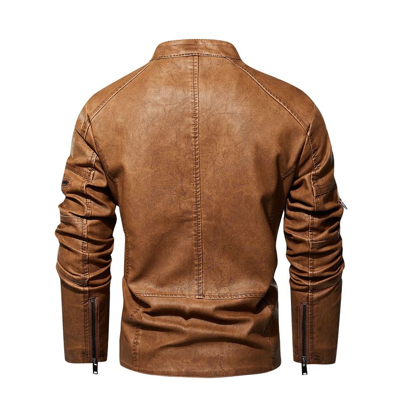 Men's Clothing retro washed leather jacket Men's leather jacket leather jacket_voghion.com