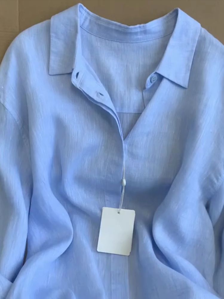 Dameklær Lin Uformelt Bomull og lin Slag Solbeskyttelsestopper Sommer Ny Tynn Skjorte Skjorte Cardigan Jakke Løse Langermer_voghion.com