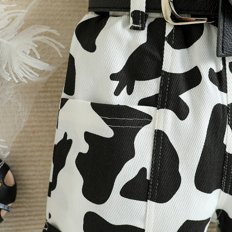 Abbigliamento per neonati Completo da bambina per bambini di taglia piccola e media, top ampio con scollo all'americana + pantaloncini Marsupio set da tre pezzi_voghion.com