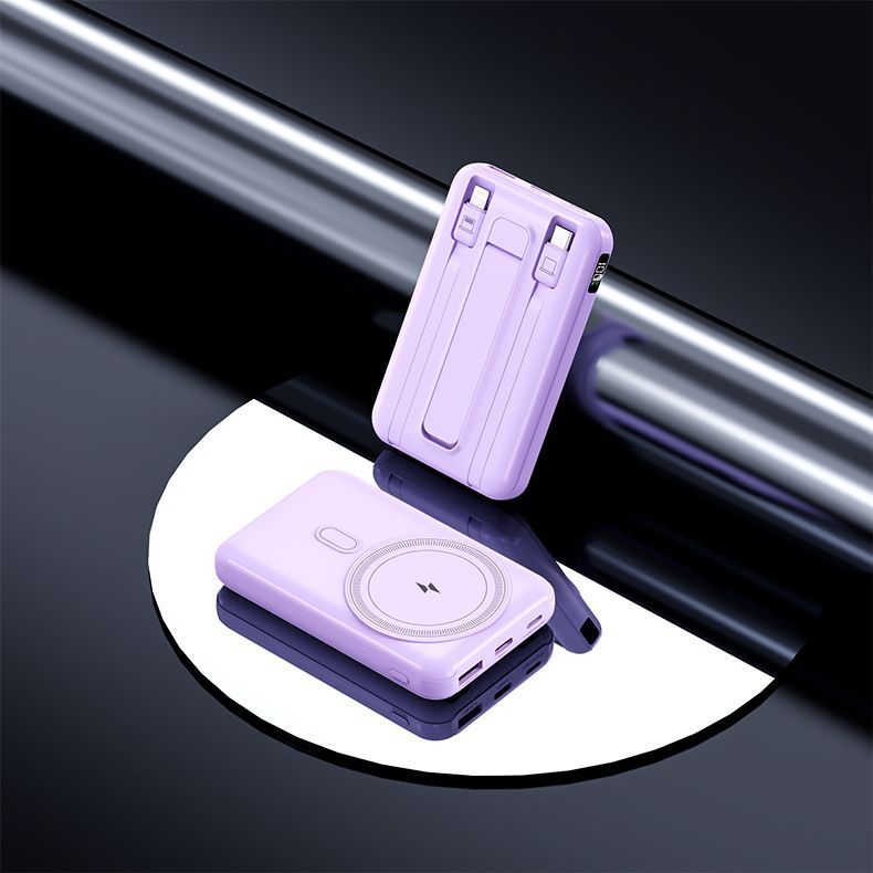 Wirele Magnetic Power Bank 20000mAh Fat Charging Große Kapazität Eingebautes Kabel Kompatibel mit iPhone und Huawei_voghion.com