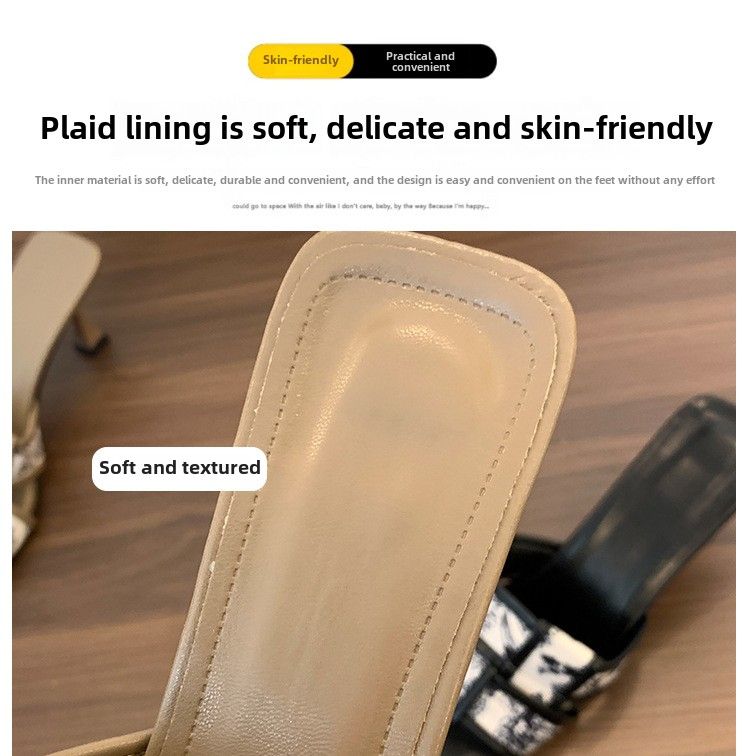 Pantofole francesi da donna con temperamento, nuove, con tacco a spillo, stile piccolo, profumato, con testa quadrata, con una sola parola, stile retrò, da trascinare_voghion.com