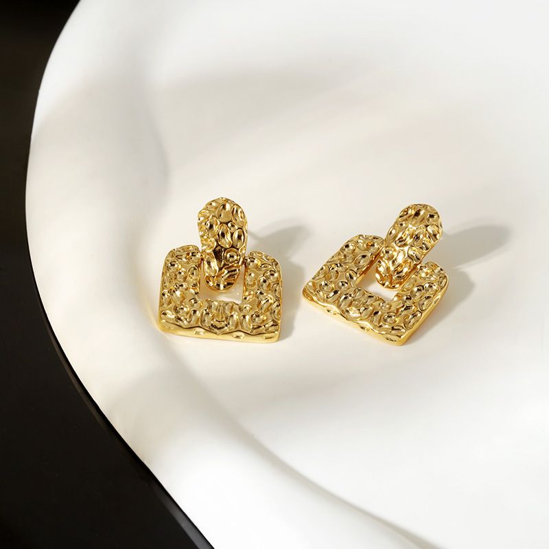 Orecchini a bottone in argento sterling con texture quadrata, orecchini di nicchia minimalisti, jolly retrò, eleganti, gioielli coreani, di alta qualità_voghion.com