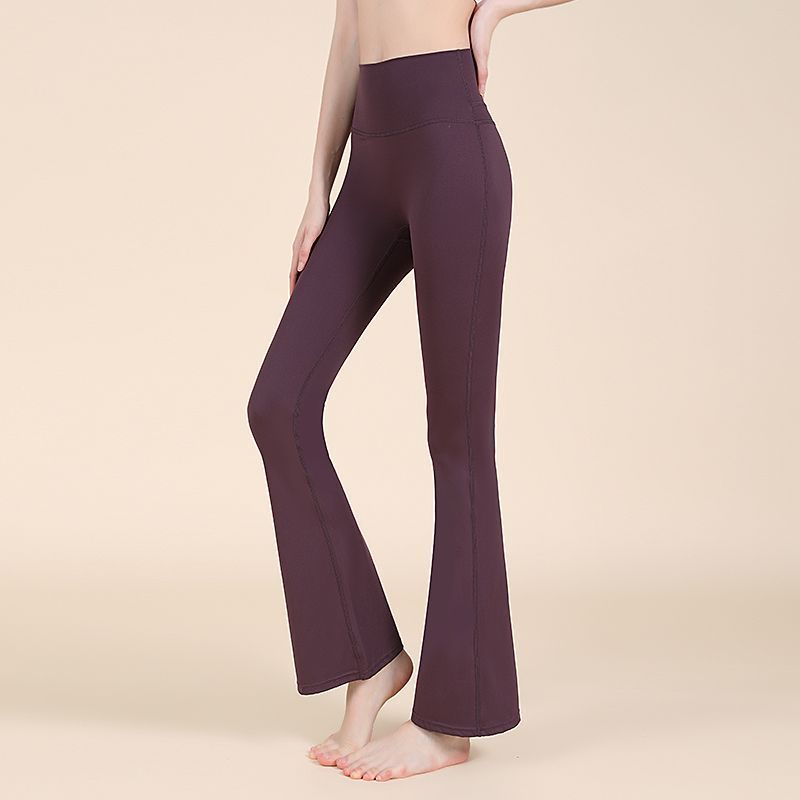 Pantalones de yoga para mujer, de talle alto, estilizan el abdomen, con gran elasticidad para una silueta esbelta y sin restricciones. Diseño deportivo acampanado, ideales para correr y hacer ejercicio._voghion.com