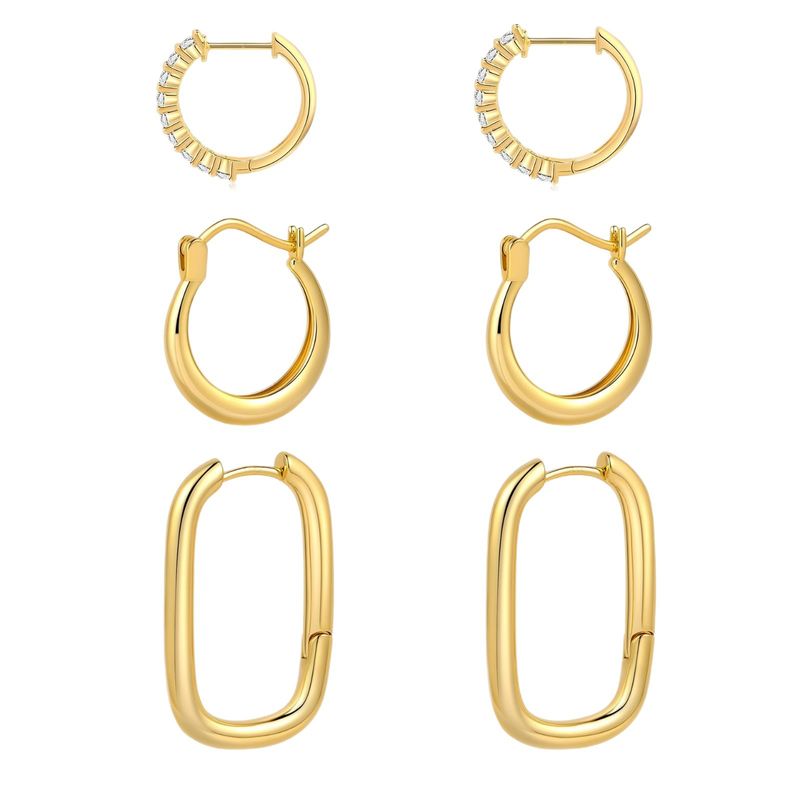 Orecchini in ottone elettrico con grado in vero oro, semplici, con fila singola, rotondi, in zircone, micro intarsiati, regalo per feste_voghion.com