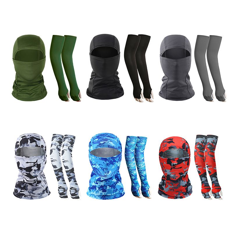 Set di passamontagna mimetico Sheikh con maschera Flying Tiger, maniche di protezione solare in seta ghiacciata senza dita_voghion.com