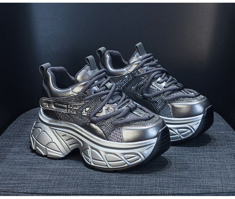 thick-soled Dad Shoes Women's Casual Versatile Fabric 9cm Height-increasing Women's Shoes_voghion.com