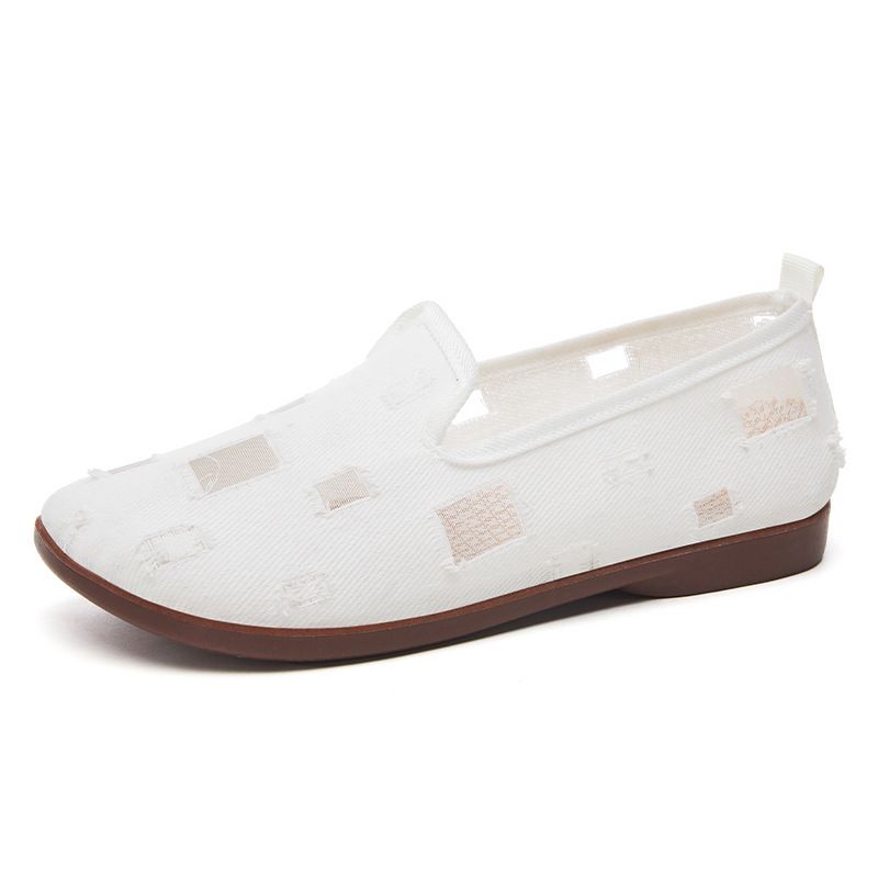 Schuhe Damen, Atmungsaktiv Vielseitig Für Frühling Und Sommer, Einzelner Fuß Faul Flacher Mund Flache Unterseite Loch Schuhe,_voghion.com