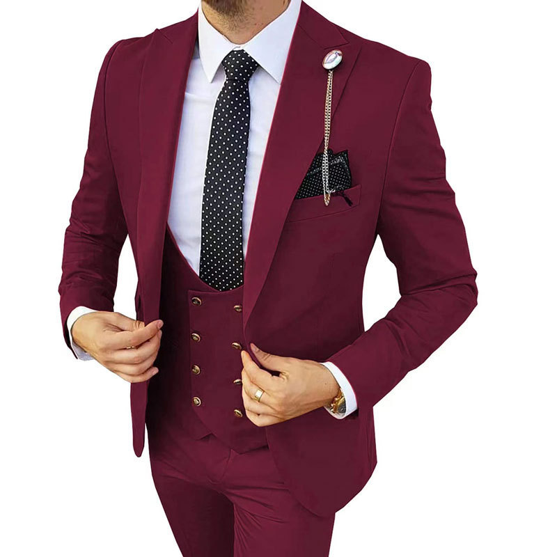 Conjunto informal de negocios de tres piezas para hombre, para novio, padrino, banquete de bodas, traje de gran tamaño para hombre._voghion.com