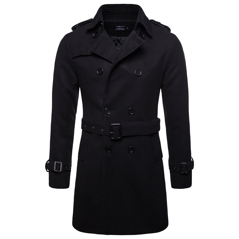 Spring Men's Long Tweed Coat Trench Coat_voghion.com