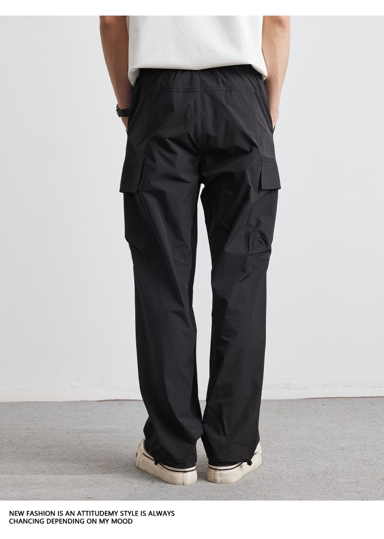 Men's Clothing Functional Style Solid Color Straight Overalls For Men Spring And Summer Retro Loose Trendy All Match Trousers_voghion.com