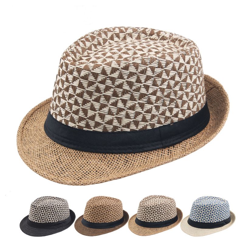 Vendita calda Cappelli da sole da spiaggia per uomo britannico Cappelli estivi da cowboy Fedora Retro Jazz Cappello traspirante in paglia Cappelli da esterno Panama Uomo Gentiluomo_voghion.com