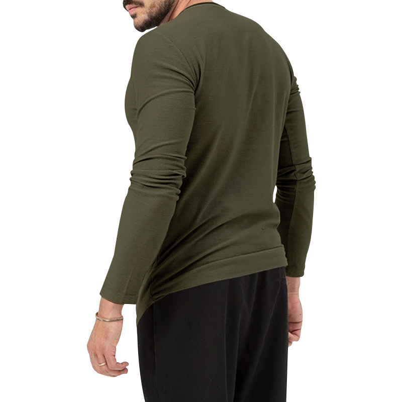 T-shirt girocollo autunno 2024, pullover ampio, maglietta casual da uomo a maniche lunghe_voghion.com